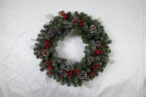 Venta al por Mayor de Coronas de Bayas Rojas Artificiales para Interiores, Corona Navideña Artificial de PVC con Piñas - Product Image 3