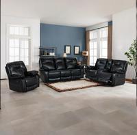 Modernes Manuelles Relaxsofa-Set 3+2+1 mit Konsolen-Getränkehalter, Leder, Massivholzrahmen, Massage- und Ausziehfunktionen für das Wohnzimmer