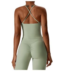 Logotipo personalizado Deportes Active Wear Naked Beauty Back Yoga Tank Top para niñas Chaleco deportivo para mujeres con almohadilla - Product Image 1