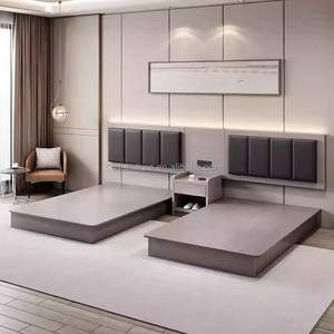 3 Star Hotel Bedroom Furniture Full Room Sets <b>Cheap</b> Wood King Queen Bed <b>Frame</b> with Headboard Nightstands TV Stand & Wardrobe - Product Image 4