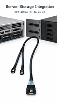 Câble de raccordement SlimSAS 8I vers 2 SlimSAS 4I haute vitesse pour carte de rangement NVMe SSD, stockage d'entreprise, vente en gros, directement de l'usine