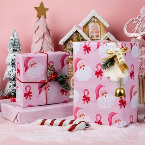 Yarcony Christmas Gift <b>Wrapping</b> <b>Paper</b> Pink Santa Bows Reversible 46.8 Sq Ft Recyclable For Holiday Craft - Product Image 4