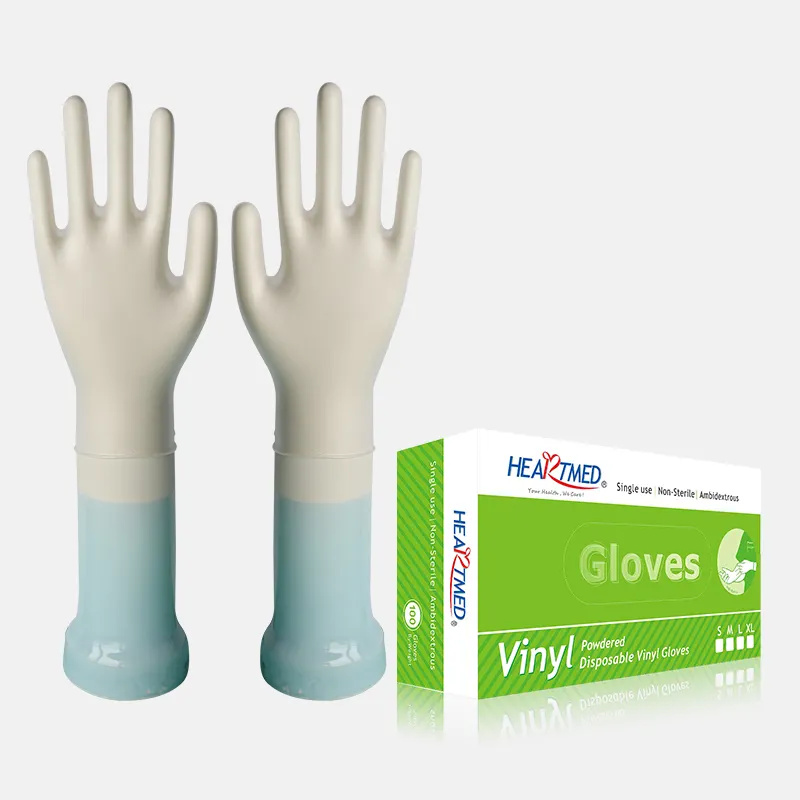Malezya fabrika tedarikçileri toptan vinil Glovees gıda temizle mavi tek kullanımlık PVC vinil Glovees üreticileri