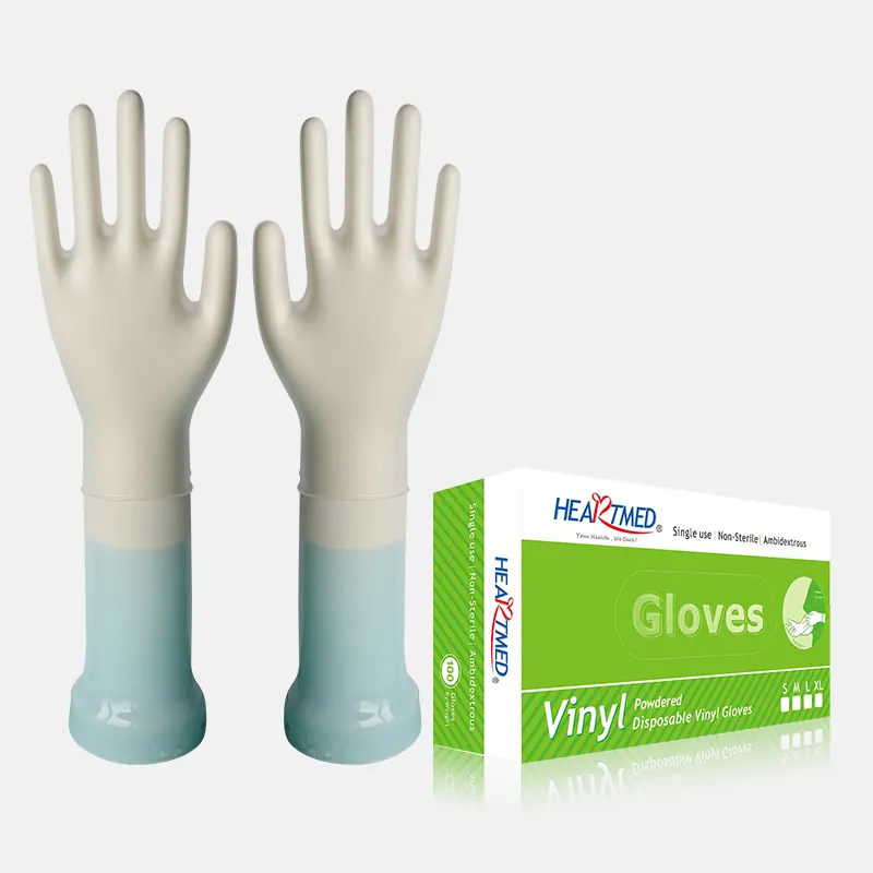 Guantes desechables de vinilo PVC azul claro de proveedores de fábrica de Malasia al por mayor para alimentos