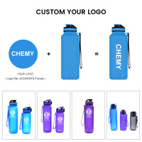 Bouteille d'eau en plastique Tritan sans BPA avec logo personnalisé 500 ml 600 ml 1000 ml 1 L