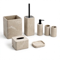 Ensemble d'accessoires de salle de bain en résine beige, style scandinave moderne et minimaliste, pour la maison ou l'hôtel