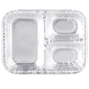 3 <strong>Compartment</strong> 8582 8567 Silver Disposable <strong>Aluminum</strong> <strong>Foil</strong> Container Disposable <strong>Aluminum</strong> <strong>Tray</strong> with Lid for Restaurant - Product Image 4