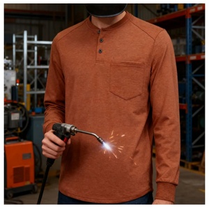 Chemises de travail ignifuges de couleur unie 6OZ, résistantes aux flammes, catégorie 2, pour soudeurs, en gros - Product Image 4