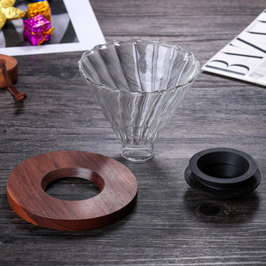 ถาดใส่กาแฟลายวอลนัทสีดำ แก้วกรองกาแฟลายแนวตั้ง ถ้วยกรองกาแฟ กรวยกาแฟ - Product Image 3