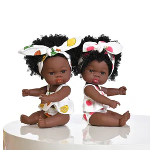 دمى شبه حقيقية ، مصنوعة من السليكون ، للأطفال, دمى من السليكون ، بحجم 14 بوصة/35 سنتيمتر ، على الطراز الأمريكي الأفريقي ، مع ملابس للأطفال حديثي الولادة ، تأتي باللون الأسود