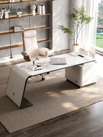 Nouveau design, bureau d'ordinateur d'angle en cuir, style mi-siècle, durable, luxe léger, antique, haut de gamme, pour PDG et dirigeants