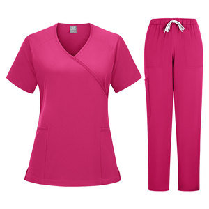 Female Medical Uniform Split Set Polyester Knitted Slim Fit Hospital Clinic Work Clothes - Product Image 1
