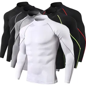 Camicie di compressione per uomo manica lunga atletica Rash Guard strato Base canottiera T-Shirt per allenamento