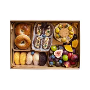Can Be Shipped on Behalf of Packaging Kraft Paper Picnic Box Clear Lip Takeout Food Boxes Takeaway Case Wedding Candy Box Accept