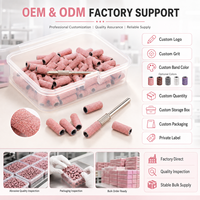 100 pièces de bandes abrasives roses pour ongles, emballage personnalisé en boîte, soin des pieds, manucure, perceuse à ongles électrique, mini bandes abrasives