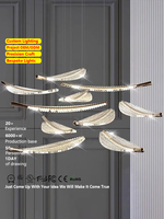 Lustre en verre moderne pour hall d'hôtel, lampes suspendues, escaliers de villa, plumes, cristal, sur mesure, Candelabros Y Lamparas Colgan