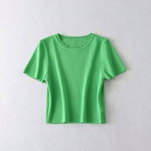 Pull-over court en maille de soie glacée pour femme, style vintage, collection printemps - Product Image 5