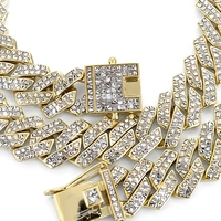 Collier Hip Hop Bling en Alliage Or PVD 18K et Argent, Maillons Cubains Sertis de Zircons Cubiques, Fermoir Boîte, Vente en Gros, Personnalisation OEM