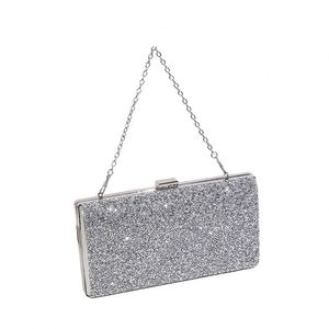 Bolso de mano elegante y liso con cadena, ideal para cenas o fiestas. Bolso cuadrado con almohadilla de aire para guardar sus accesorios. - Product Image 1