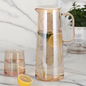Carafe en verre borosilicate de qualité supérieure, transparente, grande capacité, avec poignée carrée, pour la maison, le bureau, les jus, l'eau froide - Product Image 2