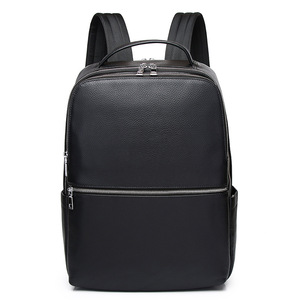 Genuine Leather <b>Backpack</b> For <b>Men</b> <b>Black</b> 20L With USB Business Travel Casual Style Soft Handle Interior Zipper Pocket - Product Image 5