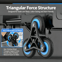 Chariot pliable pour monter les escaliers, capacité 150 kg, roue triangulaire 360° °   Chariot pliable silencieux avec frein, roues de 13 cm de large