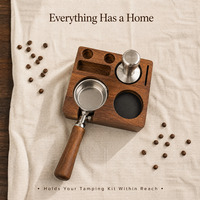 Station de tassage pour expresso en bois de noyer, support pour tamper à café, support pour porte-filtre, organisateur d'accessoires pour barista