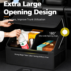 Organisateur de coffre de voiture pliable haut de gamme, accessoires de rangement <span class=keywords><strong>intérieur</strong></span>/extérieur pour voiture, boîte de rangement en cuir PVC, grande capacité, durable - Product Image 4
