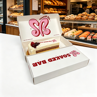 Boîte à gâteau jetable, alimentaire, étanche, résistante à l'huile, en matériaux recyclés, avec revêtement UV, gaufrage, emballage personnalisé pour boulangerie, sushis, pizza