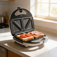 Machine à sandwichs et gaufres multifonctionnelle automatique 3-en-1 avec plaques détachables et revêtement antiadhésif, personnalisable avec logo OEM, pour usage domestique