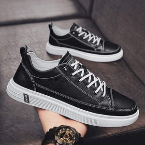 Men's Casual Sneakers Pu Leather Round Toe Lace-up Fashion Trend All Seasons <b>Walking</b> <b>Shoes</b> Rubber Sole Sport <b>Style</b> - Product Image 3