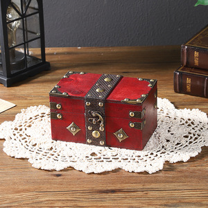 Caja del Tesoro de madera vintage, accesorios de tiro antiguos, almacenamiento de escritorio colorido con plástico PP para búsqueda de habitación secreta, almacenamiento de alimentos - Product Image 3