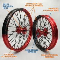 Jeu de roues Surron Light Bee X 1.6x21 2.15x18 bicolore noir-rouge, moyeu CNC 7075-T6, jantes de performance pour la course, pièces de modification