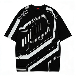 T-shirt <span class=keywords><strong>Tech</strong></span> Futuriste Homme Femme Oversize <span class=keywords><strong>Noir</strong></span> Coton Cyberpunk Mode Tendance Manches Courtes - Product Image 1