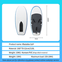 Ensemble de planche à pagaie gonflable à hydrofoil pour le surf en eau vive transfrontalier, aile à vent non motorisée, ensemble de ski nautique en trois parties, toile