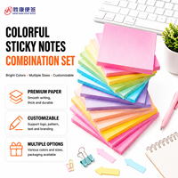 Juego de notas adhesivas de colores combinados, cuadradas, autoadhesivas, de papel premium, multicolor, para uso diario en la oficina, la escuela y las notas.