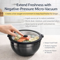 Bol à salade en acier inoxydable de qualité alimentaire avec design de ventilation pour la conservation de la fraîcheur, ustensiles de cuisine, PVD noir, sans BPA, couvercle en verre trempé