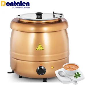 Dontalen Restaurant Equipment Golden Color 10liter Buffet Soup Pot Electric Heating Soup Kettle