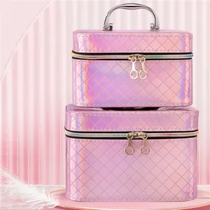 2323 Hot sale Women Cosmetics Storage Bag Makeup Bag With Led Mirror Travel Makeup Bag