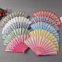 Abanico Plegable Español de Encaje Floral Vintage Personalizado, Abanico de Mano de Plástico para el Verano, Regalo de Cumpleaños para Niña, Regalo de Boda
