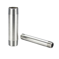 Conexión de Tubería de Acero Inoxidable 201 304 316 de Baja Presión Clase 150, Tipo NPT BSP DN6*50-300mm, Niple de Barril Largo, Fundición Lisa