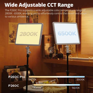 Panneau lumineux LED bicolore GODOX P260C PRO 2800-6500K, <span class=keywords><strong>lampe</strong></span> vidéo de studio à intensité variable pour la production vidéo et le vlogging - Product Image 4