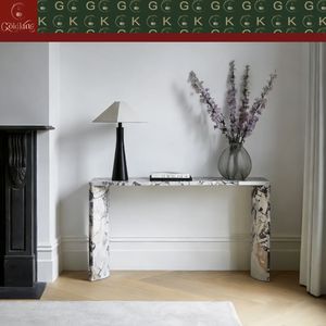 Mesa de Entrada Moderna em Mármore Calacatta Viola da GOLDKING, Pedra Branca com Veios Lavanda, Feita Sob Medida para Decoração de Hall de Luxo - Product Image 2