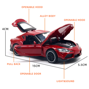 Modèle de <span class=keywords><strong>voiture</strong></span> de sport JDM Supra de luxe à l'échelle <span class=keywords><strong>1</strong></span>/32, en métal moulé sous pression, avec capot/coffre ouvrables, jouet en alliage à rétrofriction avec lumières et sons - Product Image 2