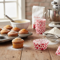 50 moules à muffins en papier, design cœur, résistants à la chaleur, faciles à démouler, 5 cm, pour muffins et cupcakes