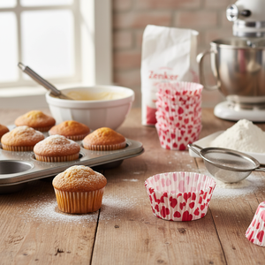 50 piezas de moldes de papel para muffins con diseño de corazón, moldes resistentes al calor para cupcakes Ø5 cm, moldes para hornear muffins y cupcakes – Zenker - Product Image 3