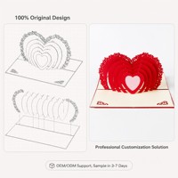 Carte de vœux pop-up 3D en forme de cœur rouge, faite à la main, en papier Kirigami Origami, pour la Saint-Valentin, les mariages, les invitations, les cartes cadeaux, avec vernis brillant et découpe.