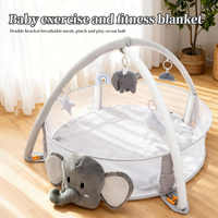 Tapis de jeu musical pour bébé SY en peluche de polyester super doux, motif éléphant, avec 30 balles musicales suspendues et 4 jouets musicaux connectables