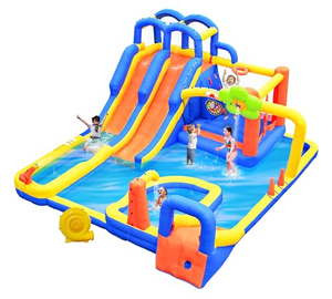 Lâu đài nhảy bơm hơi với những bức tường leo núi đá lớn nhà bouncy với máy thổi mục tiêu đôi và đá bóng rổ - Product Image 1
