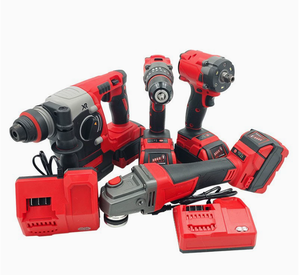 Kit combinado de herramientas eléctricas sin escobillas de 4 piezas: martillo rotatorio, amoladora angular, <span class=keywords><strong>taladro</strong></span> inalámbrico y llave de impacto para herramientas de batería de 20 V - Product Image 1
